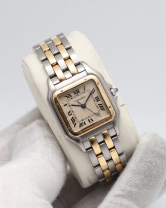 Cartier Panthère 18k Gold & Stainless Steel 8394 Two Rows Midsize Gents Watch
