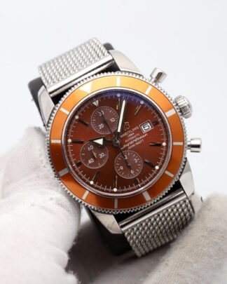 Breitling Superocean Heritage Chronograph A13320 Rare Orange Mesh Men's Watch