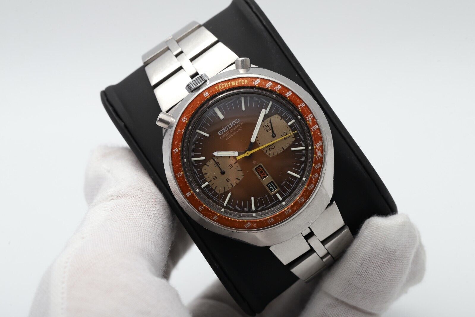 Seiko Bullhead 6138-0040 Brown Day/Date Vintage Chronograph Auto Men's Watch