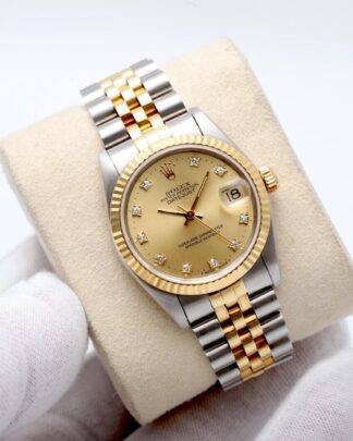Rolex Datejust 31 Steel & Gold Champagne Diamond Dial Good Condition Watch