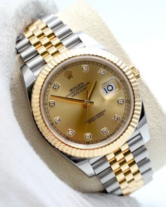 Rolex Datejust 41mm Unworn Bimetal Jubile 126333 Diamond Dial Men's Watch