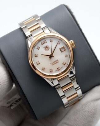TAG Heuer Carrera Lady Calibre 9 28mm Diamonds Dial Rose Gold & Steel Womens Watch