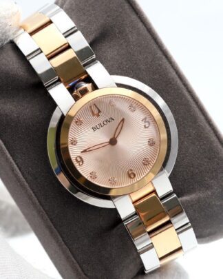 Bulova Rubaiyat Ladies Stainless Steel 35mm Rose Gold Plated 98P174 Womens Watch