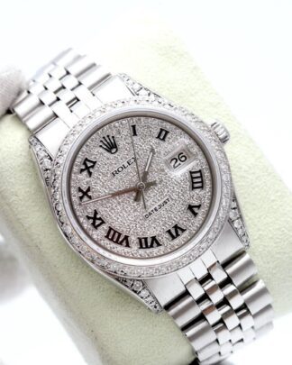 Rolex Datejust 36mm 1601 Roman Numerals Diamond Set Jubilee Bracelet Men's Watch