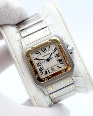 Cartier Santos Galbee Midsize Steel & 18K Gold 1566 Quartz 29mm  Men's Watch