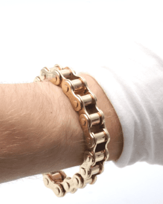 Solid Gold Custom 9ct Bike Chain Bracelet 186.2gr Japanese Style Men's Bracelet