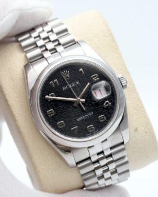 Rolex Datejust 36 Black Pyramid  116200 Stainless Steel 2008 B/P Men's Watch