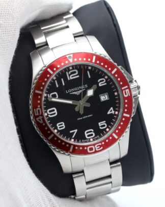 Longines Hydro Conquest Stainless Steel Red Bezel L3.688.4.59.6 39mm Men's Watch