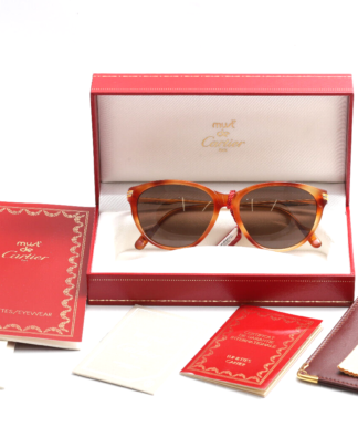 Cartier Sunglasses Box and Papers New Old Stock Brown Brown Lens Ladies 130