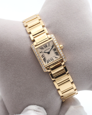 Cartier Tank Francaise 18ct Yellow Gold Factory Diamonds 2385 Women's Watch