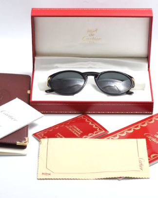 Cartier Sunglasses Box and Papers New Old Stock Black Frame Black Lens 130