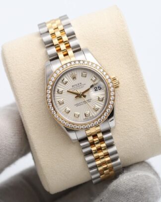 Rolex Datejust 26mm Factory Diamond Bezel & Sunburst Dial 179383  Women's Watch