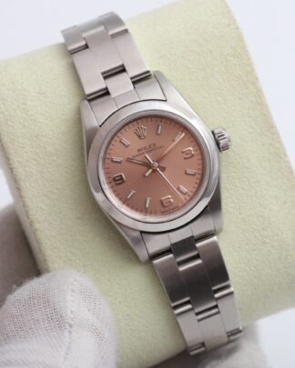 Rolex Oyster Perpetual Salmon Dial 26mm 2002 76080 Oyster Bracelet Women's Watch