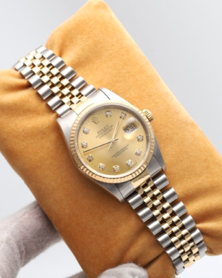 Rolex Datejust 36mm 16233 2002 Factory Diamond Dial Jubilee Bracelet Men's Watch