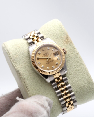 Rolex Datejust 26mm 179173 2006 Concealed Clasp Factory Diamonds Women's Watch