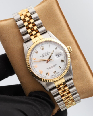 Rolex Datejust 16013 36mm Bimetal White Roman Dial 1986 Men's Watch