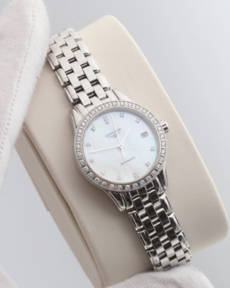 Longines Flagship L4.274.0.87.6 Automatic 26mm Diamond Dial & Bezel Womens Watch