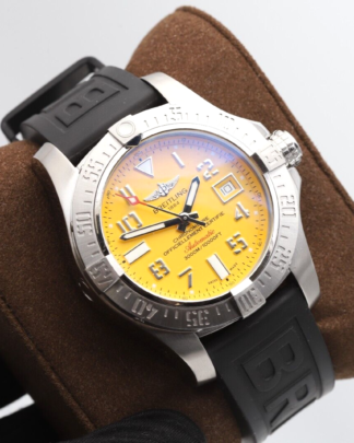 Breitling Avenger II Seawolf A17331 45mm Yellow Dial Rubber Strap Men's Watch