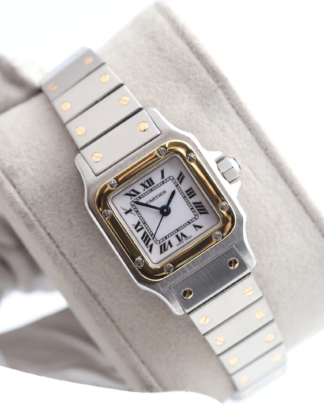 Cartier Santos 0902 18ct Yellow Gold 24mm Automatic White Dial Ladies Watch