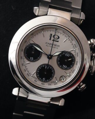 Cartier Pasha C Chronograph W31048M7 2412 Panda Dial 36mm Automatic Men's Watch