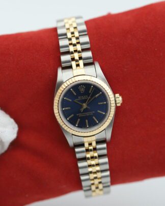 Rolex Oyster Perpetual 26mm 76193 Blue Baton Dial 2003 Jubilee Women's Watch