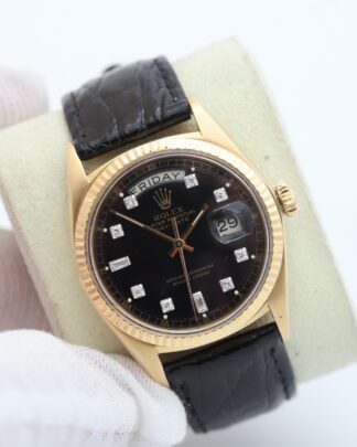 Rolex Day-Date 1803 Black Diamond Dial 18ct Yellow Gold 1963 36mm Men's Watch