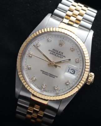 Rolex Datejust 16013 Factory Silver Diamond Dial 36mm Jubilee Men's Watch