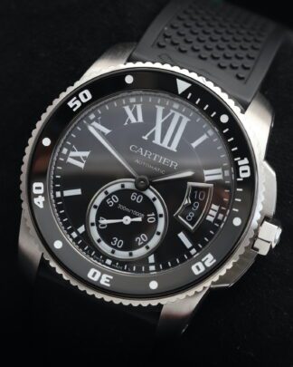 Cartier Calibre de Cartier Diver W7100056 3729 Steel Black Ceramic Men's Watch