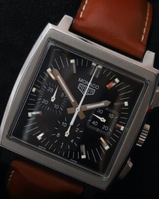 Tag Heuer Monaco Re-Edition CS2111 Black Chronograph Dial 38mm Men's Watch