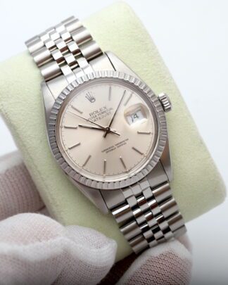 Rolex Datejust 36mm 16030 Silver Baton Dial Jubilee Bracelet Men's Watch