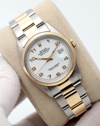 Rolex Datejust 36mm White Dial 18ct Gold Smooth Bezel 16233 Men's Watch