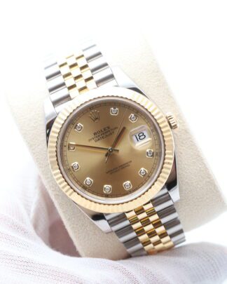 Rolex Datejust 41mm 126333 Bimetal Jubilee Champagne Diamond Dial Mens Watch