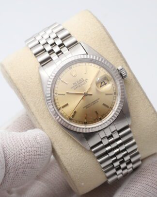 Rolex Datejust 36mm 16000 18ct Flured Bezel Champagne Dial Men's Watch