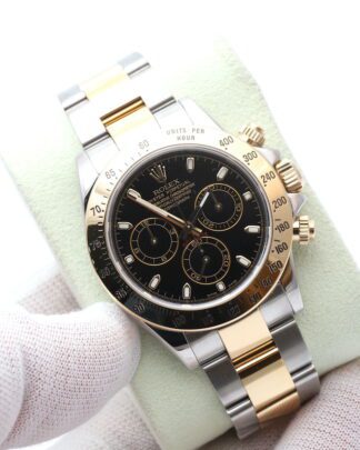 Rolex Cosmograph Daytona 116523 Yellow Gold &Steel Black Automatic Mens Watch