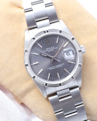 Rolex Oyster Perpetual Date Grey Dial Stainless Steel 15210 Mens Watch
