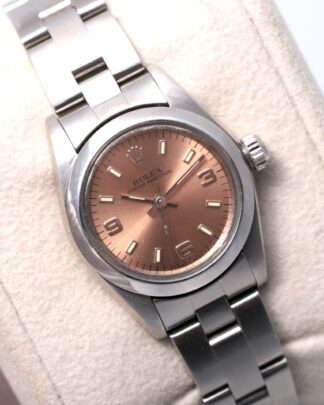 Rolex Oyster Perpetual 67180 Stainless Steel 26mm Salmon Dial Ladies Watch