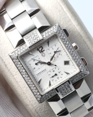 Concord la Scala Chronograph 30mm  Diamonds Bezel White Dial Ladies Watch