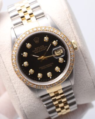 Rolex Datejust 16013 Bimetal & Diamond  36mm Black Dial Automatic Men's Watch