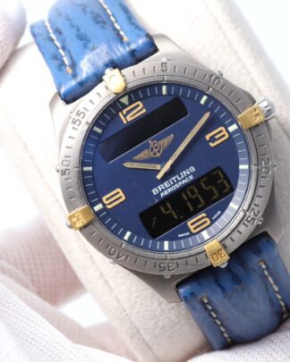 Breitling Aerospace 40mm Steel & Gold Titanium Blue Dial F56062 Men's Watch