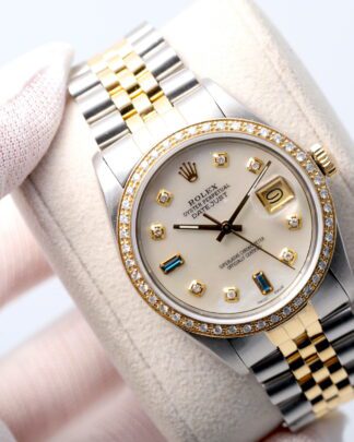 Rolex Datejust 36mm 16013 MOP Diamond Dial & Bezel Steel & Gold Unisex Watch