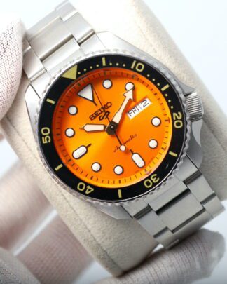 Seiko 5 Sports 42.5mm Orange Dial Stainless Steel Bracelet Automatic Men's Watch