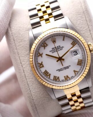 Rolex Datejust 36mm White Dial 16233 Bimetal Fluted Bezel Jubilee Unisex Watch
