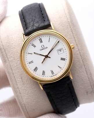 Omega DeVille 196750 Quartz 18ct Yellow Gold Roman Numeral Dial Men's Watch