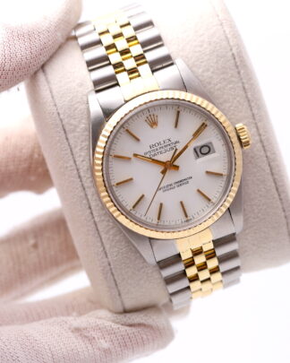 Rolex Datejust 36mm Steel & Gold White Dial Fluted 16013 Jubilee Men's Watch