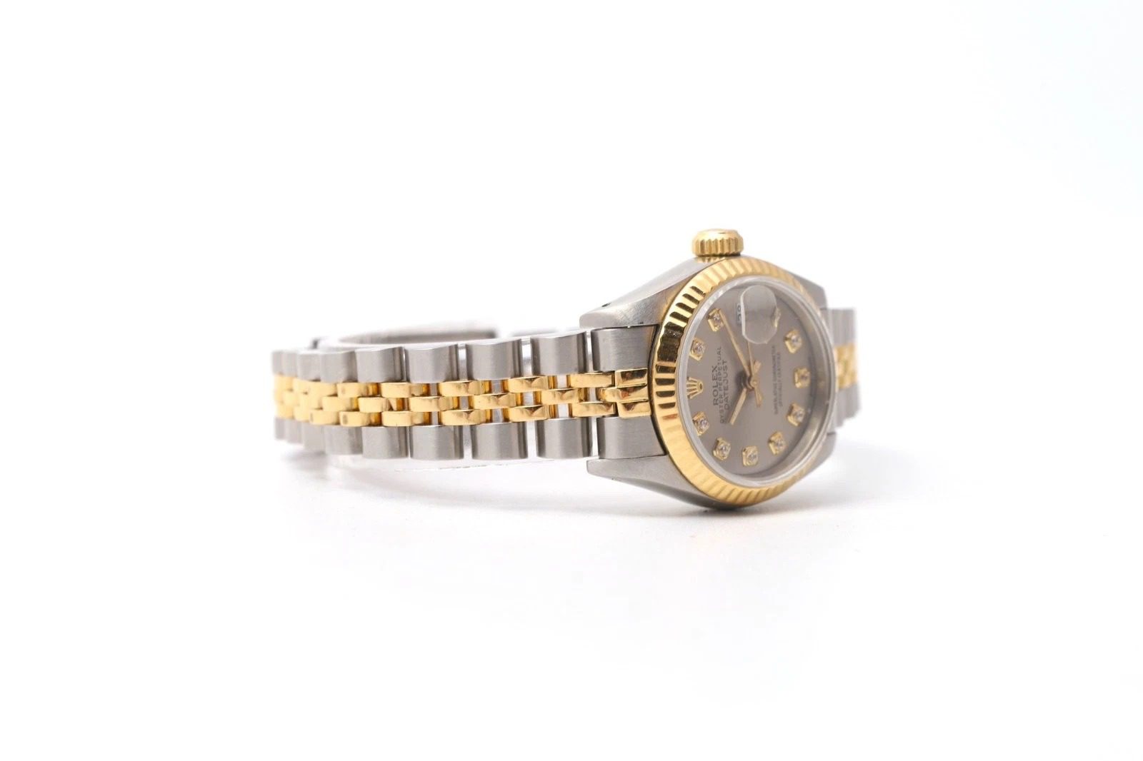 Rolex Datejust 26mm 69173 Grey Diamond Dial Fluted Bezel Jubilee Ladies Watch