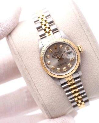 Rolex Datejust 26mm 69173 Grey Diamond Dial Fluted Bezel Jubilee Ladies Watch