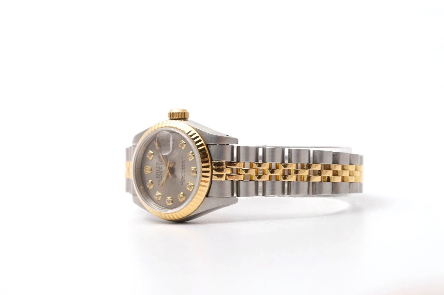 Rolex Datejust 26mm 69173 Grey Diamond Dial Fluted Bezel Jubilee Ladies Watch