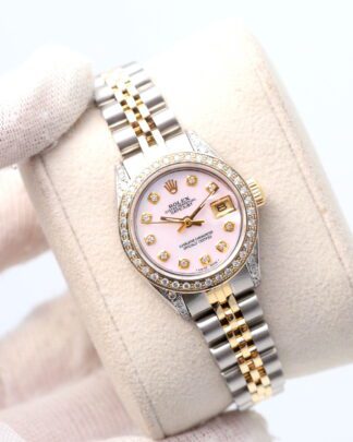 Rolex Datejust 26mm 6917 Pink Diamond Dial & Bezel Jubilee Bimetal Ladies Watch