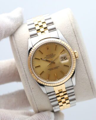 Rolex Datejust 36mm Steel & Gold Champagne Dial 16233 Jubilee Unisex Watch