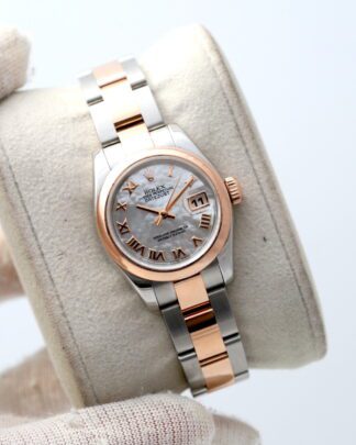 Rolex Datejust 26mm 179161 Rose Gold &Steel Oyster Mother of Pearl Women's Watch